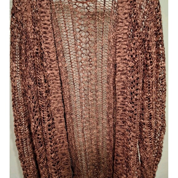 Lane Bryant Open Knit Crochet Cardigan Dusty Rose Pink Women's Size 14/16 - Picture 2 of 6